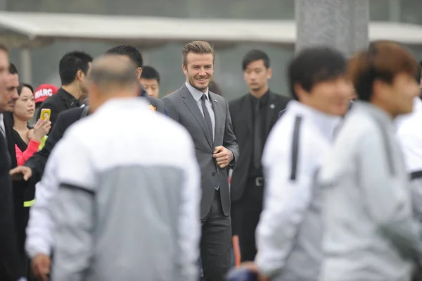 Superstar Sepak Bola Inggris David Beckham Center Mengunjungi Wuhan Zall — Stok Foto