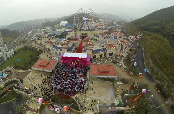 Vista Aérea Ceremonia Inauguración Del Nuevo Parque Temático Hello Kitty —  Fotos de Stock