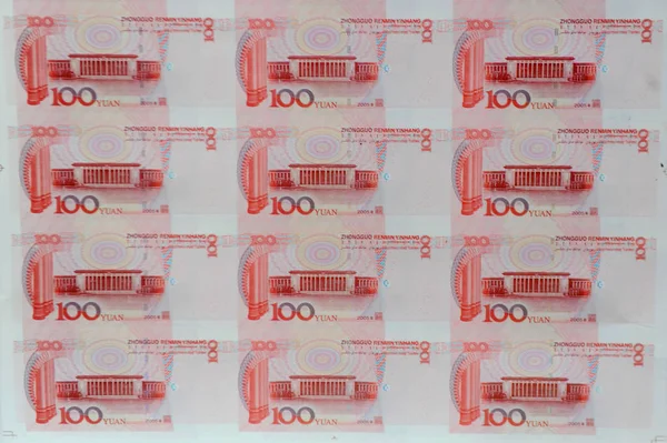 Banconote False Rmb Renminbi Confiscate Dalla Polizia Cinese Durante Raid — Foto Stock