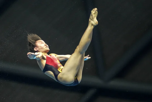 Chinas Shengping Der Mannschaft Nimmt Internationalen Mixed Mannschaftsspringen Während Der — Stockfoto