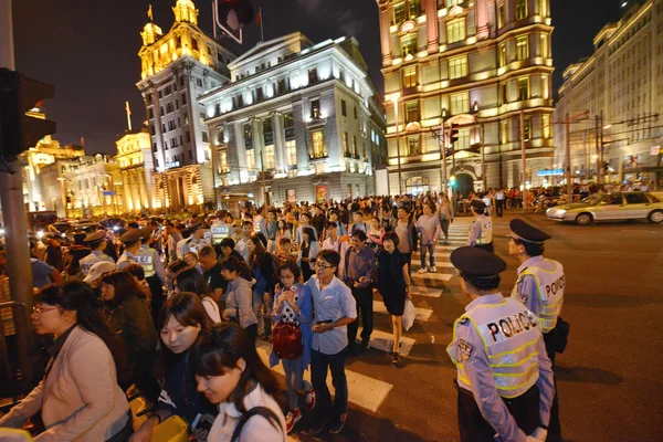 Turist Şangay Çin Eylül 2014 Ulusal Gün Tatilinden Önce Bund — Stok fotoğraf