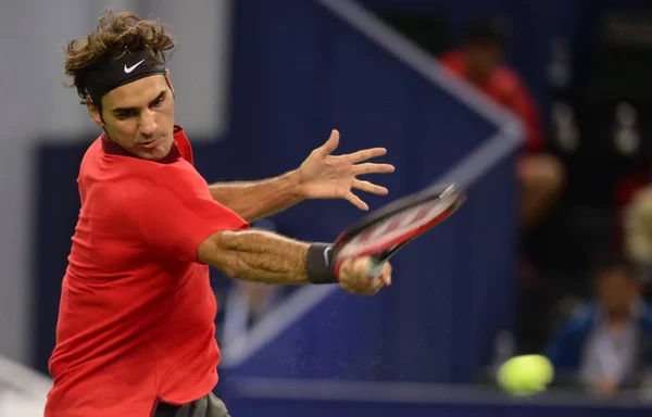 Roger Federer Suíça Retorna Roberto Bautista Agut Espanha Terceira Rodada — Fotografia de Stock