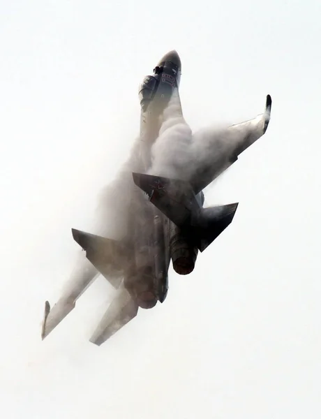 Avión Combate Sukhoi Ruso Realiza Durante Vuelo Demostración Antes 10ª — Foto de Stock