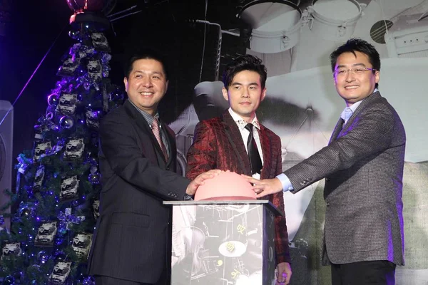 Chanteur Taïwanais Jay Chou Centre Pose Lors Une Conférence Presse — Photo