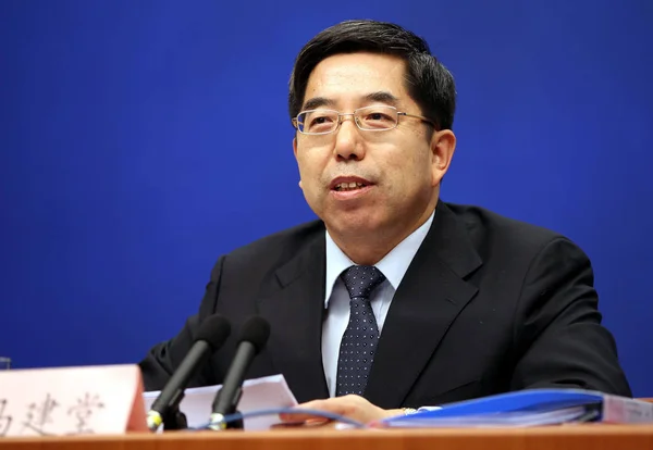 Jiantang Director National Bureau Statistics Nbs Speaks Press Conference Beijing — Stock Photo, Image