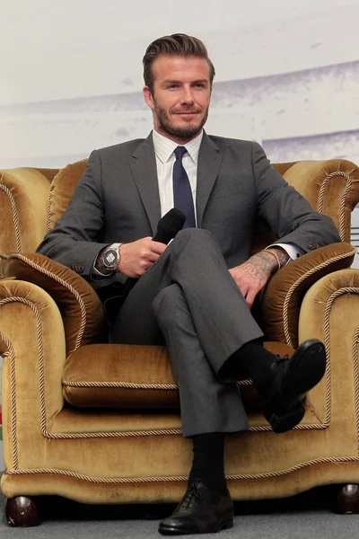 Englischer Fußball Superstar David Beckham Bei Einer Pressekonferenz Shanghai China — Stockfoto