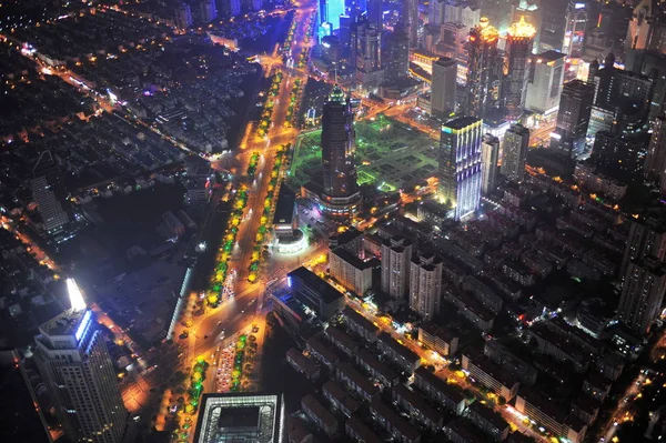 Picture Taken High Shanghai World Financial Center Shows Night View — Stock Photo, Image