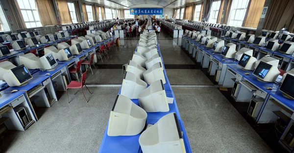 Vista Uma Sala Informática Lanxiang Vocational School Cidade Jinan Leste — Fotografia de Stock