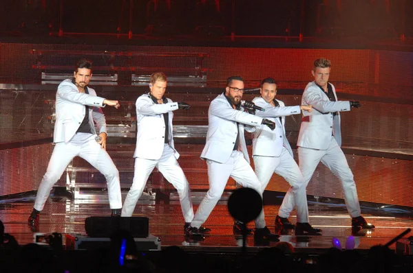 Miembros Del Grupo Estadounidense Backstreet Boys Tocan Concierto Gira Mundial — Foto de Stock