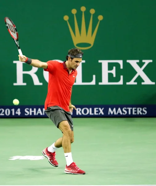 Roger Federer Van Zwitserland Teruggegaan Een Schot Gilles Simon Van — Stockfoto