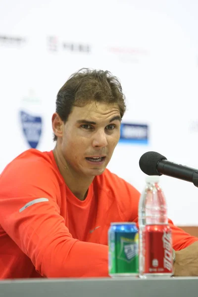 Rafael Nadal España Habla Conferencia Prensa Después Derrotado Por Feliciano — Foto de Stock