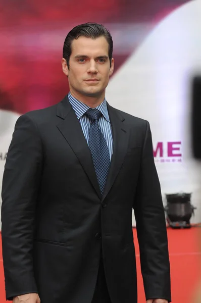 Actor Británico Henry Cavill Posa Una Conferencia Prensa Película Man — Foto de Stock