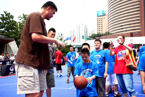 Відставний Китайський Баскетбол Суперзірка Мін Взяла Участь Події Нба Нації — стокове фото