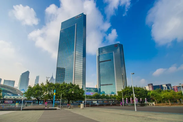 Blick Auf Wolkenkratzer Und Hochhäuser Bezirk Tianhe Stadt Guangzhou Provinz — Stockfoto