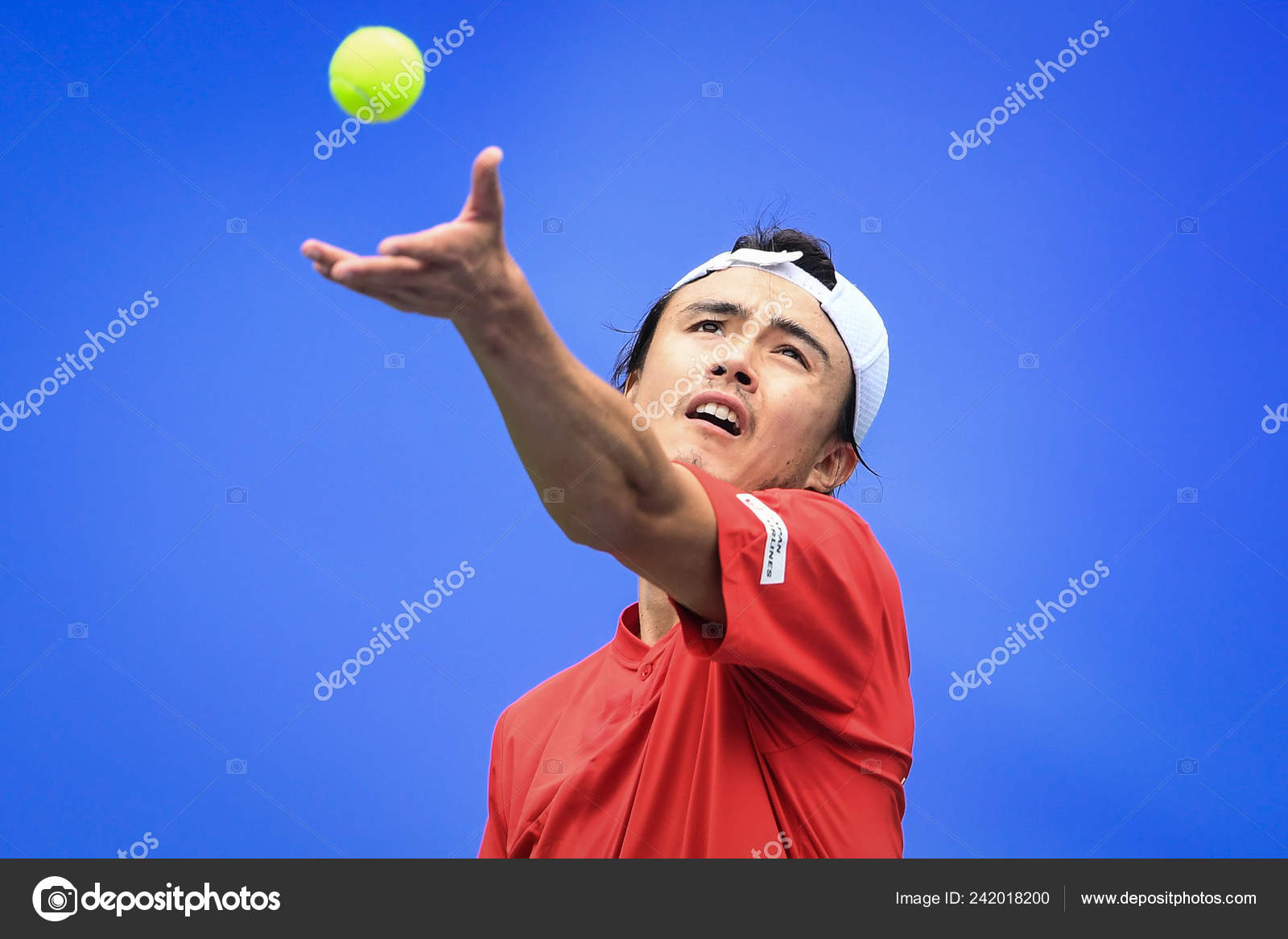 Taro Daniel Japan Serves Zhang China Group Match Men's Singles Stock