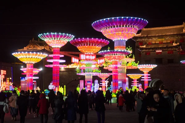 Tourists Visit Lantern Festival Greet Upcoming Chinese Lunar New Year — Stock Photo, Image