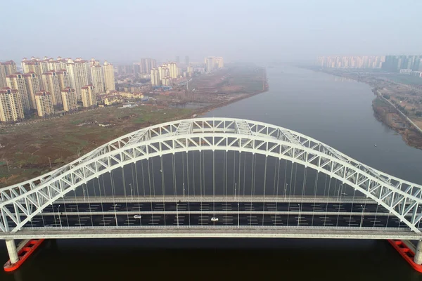 Una Vista Aerea Del New Liuliang River Bridge Che Primo — Foto Stock