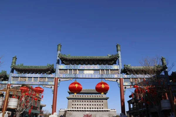 Des Lanternes Rouges Sont Accrochées Pour Marquer Nouvel Lunaire Chinois — Photo