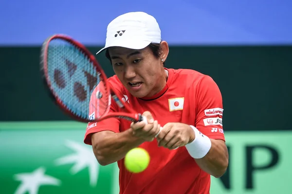 Yoshihito Nishioka Japon Retourne Tir Zhe Chine Dans Leur Match — Photo