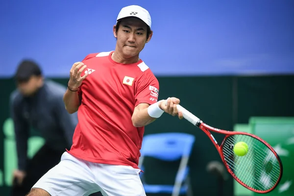 Yoshihito Nishioka Japon Retourne Tir Zhe Chine Dans Leur Match — Photo