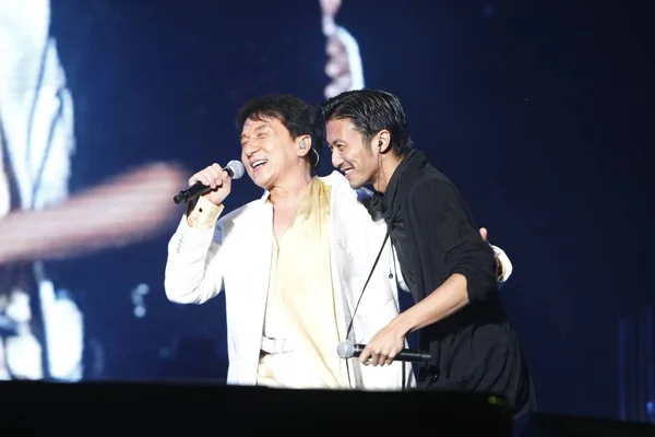 Actor Cantante Hong Kong Jackie Chan Izquierda Actúa Con Actor — Foto de Stock