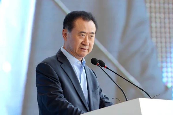 Wang Jianlin Chairman Wanda Group Speaks Opening Ceremony Hanjie Wanda — Stock fotografie