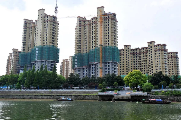 Nouveaux Immeubles Résidentiels Grande Hauteur Sont Construction Yichang Province Centrale — Photo