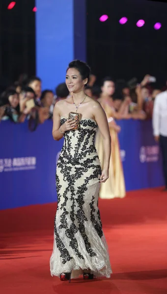 Chinese Actress Zhang Ziyi Walks Red Carpet She Arrives Launching — Stock Photo, Image