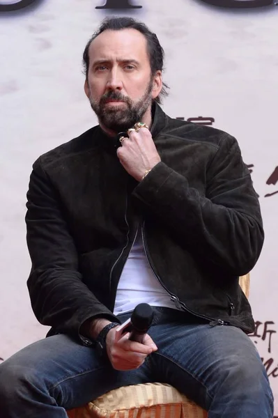 Der Amerikanische Schauspieler Nicolas Cage Posiert Während Einer Pressekonferenz Für — Stockfoto