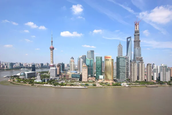 Skyline Rio Huangpu Distrito Financeiro Lujiazui Com Oriental Pearl Tower — Fotografia de Stock