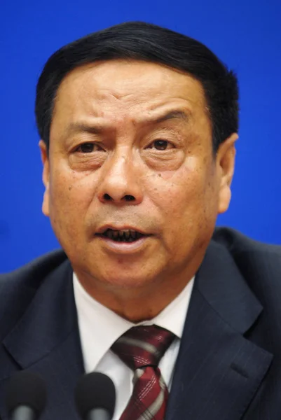 Chen Xiwen Ředitel Úřadu Centrální Venkovských Práce Vedoucí Skupiny Hovoří — Stock fotografie