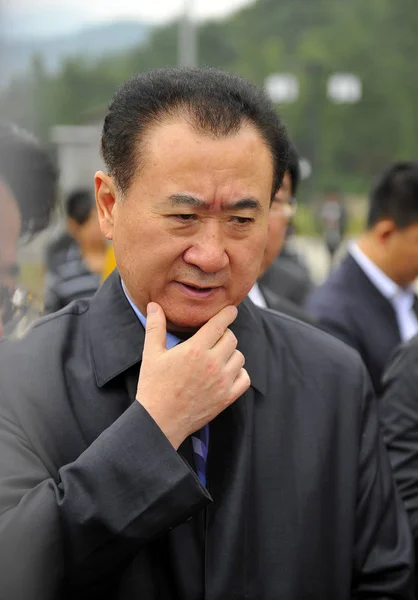 Wang Jianlin Předseda Dalijské Wanda Group Vyobrazen Během Své Inspekční — Stock fotografie