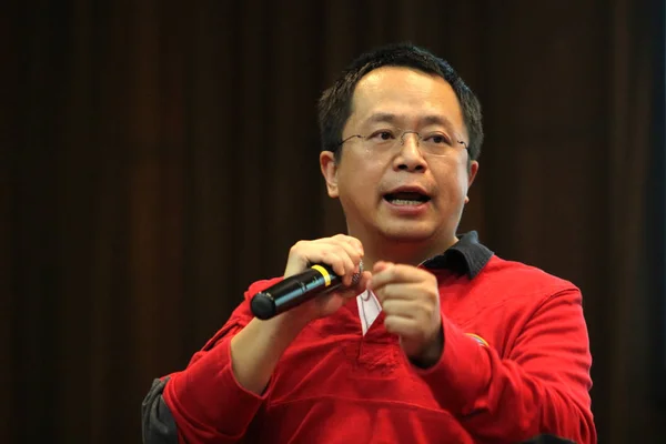 Zhou Hongyi Předseda Představenstva Generální Ředitel Společnosti Qihoo 360 Hovoří — Stock fotografie