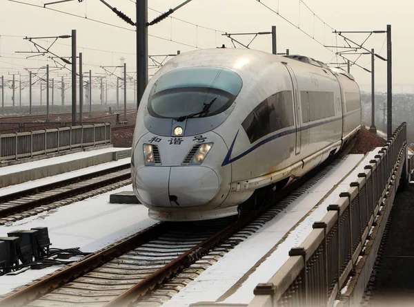 Crh China Railway High Speed Pociąg Bullet Podróżuje Kolei Szybkich — Zdjęcie stockowe