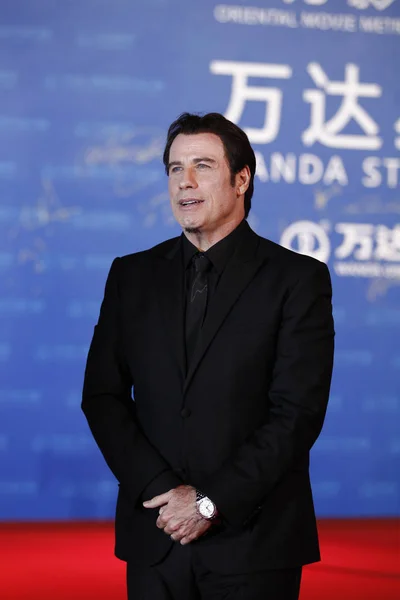 Actor Estadounidense John Travolta Posa Mientras Llega Una Fiesta Lanzamiento — Foto de Stock