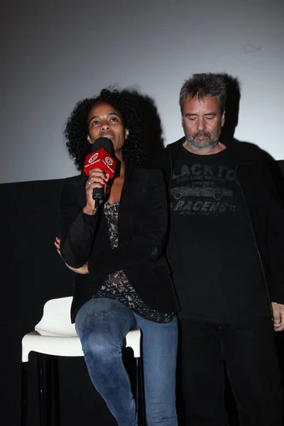Productora Cine Francesa Esposa Luc Bessons Virginie Besson Silla Director —  Fotos de Stock