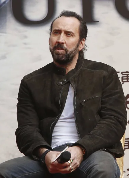 Attore Americano Nicolas Cage Posa Durante Una Conferenza Stampa Suo — Foto Stock