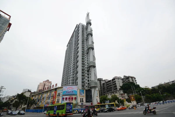 Uitzicht Een Raket Vormig Gebouw Nanning Zuid Chinas Guangxi Zhuang — Stockfoto