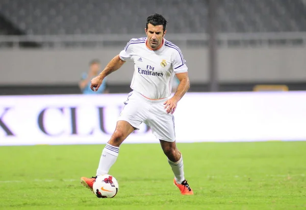 Futbolista Portugués Luis Figo Del Real Madrid Leyendas Gotea Partido — Foto de Stock