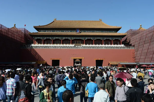 Toeristen Verdringen Verboden Stad Tijdens Nationale Dag Vakantie Beijing China — Stockfoto