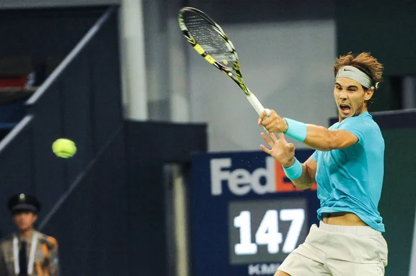 Rafael Nadal Espanha Devolve Uma Foto Para Stanislas Wawrinka Suíça — Fotografia de Stock