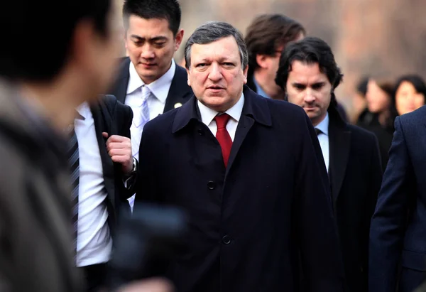 Europese Commissie Voorzitter Jose Manuel Barroso Center Bezoeken Euro Tentoonstelling — Stockfoto