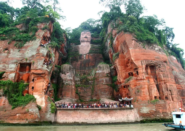 Vista Del Buda Gigante Leshan Ciudad Leshan Suroeste Provincia Chinas — Foto de Stock