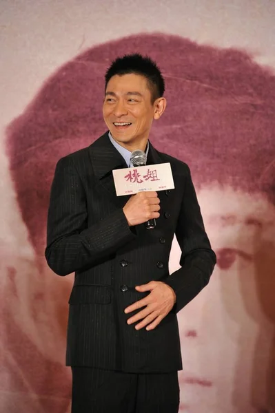 Chanteur Acteur Hongkongais Andy Lau Est Photographié Lors Une Conférence — Photo
