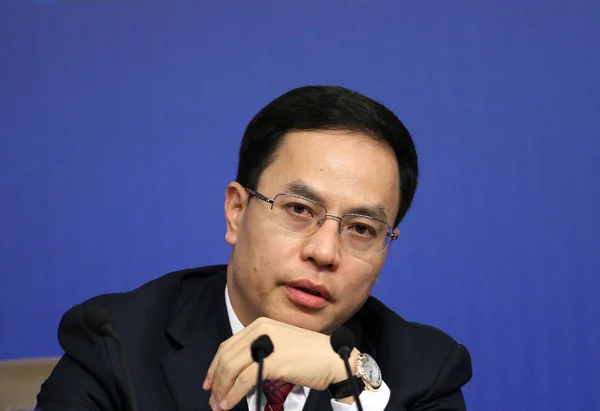 Hejun Chairman Hina Group Interviewed Beijing China March 2013 — Stock Photo, Image