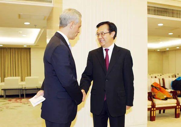 Gao Hucheng Right Minister Commerce China Meets Shakes Hands Chicago — 图库照片