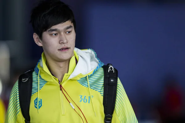 Juara Renang Olimpiade Tiongkok Sun Yang Tiba Untuk Sesi Latihan — Stok Foto