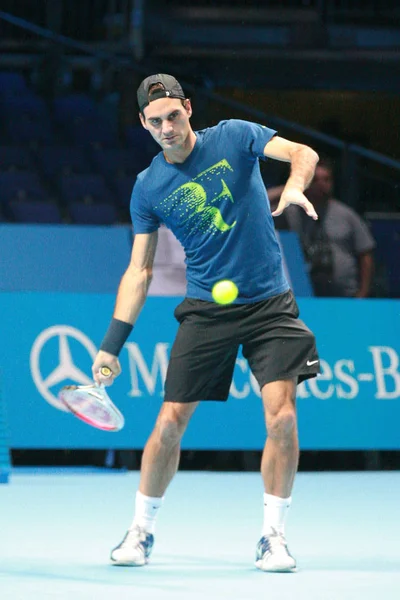 Schweiziska Tennis Stjärna Roger Federer Tar Del Träningen För Den — Stockfoto