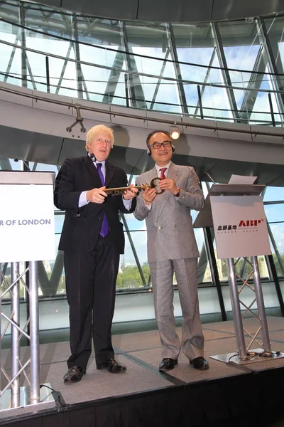 Weiping Direita Presidente Abp Boris Johnson Major Londres Apresenta Troca — Fotografia de Stock