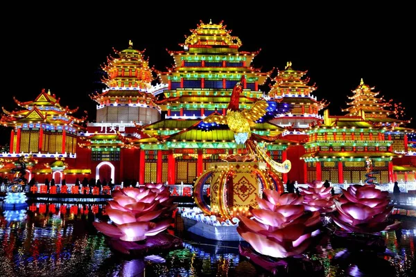 Vista Das Lanternas Destaque Festival Lanternas Cidade Zigong Sudoeste Província — Fotografia de Stock